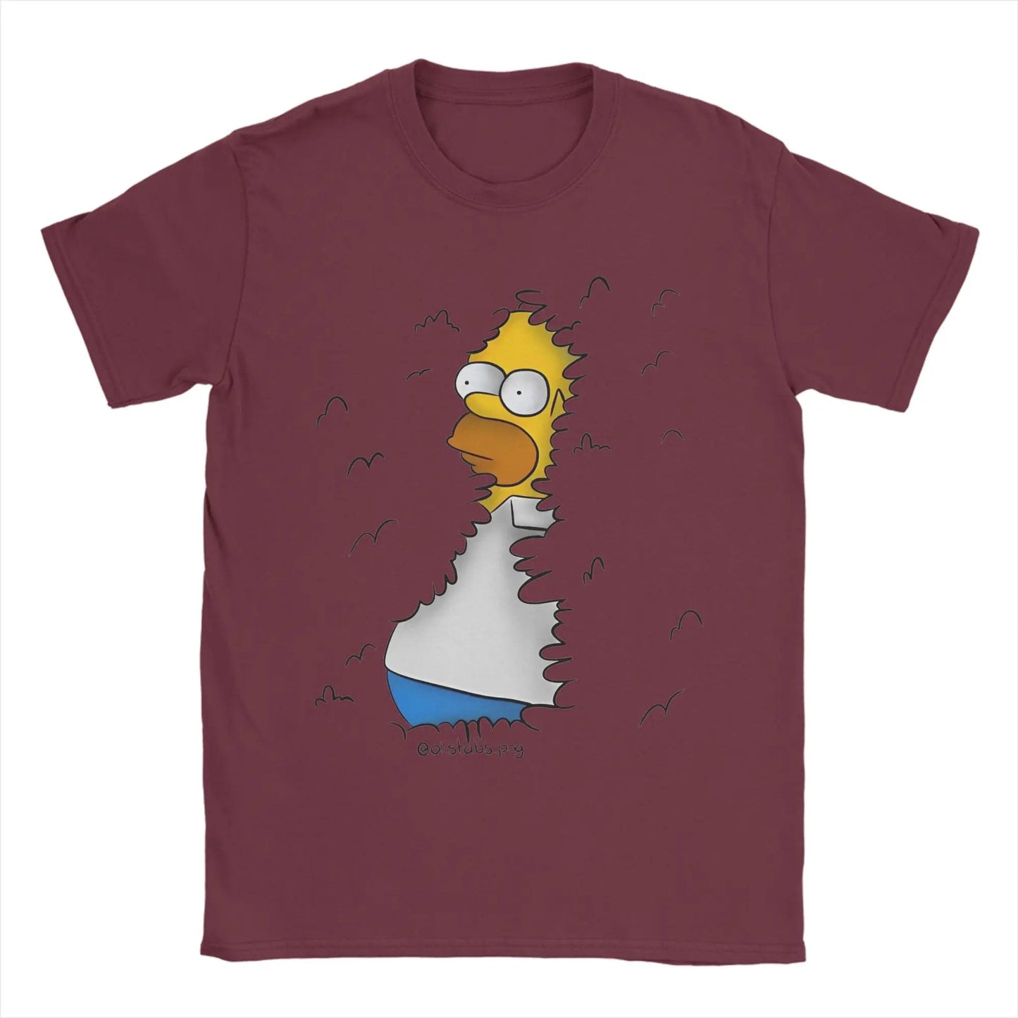 Men's T-Shirt Homer in the Bushes Simpsons Vintage Cotton Tee Shirt Short Sleeve  T Shirts O Neck Clothes New Arrival