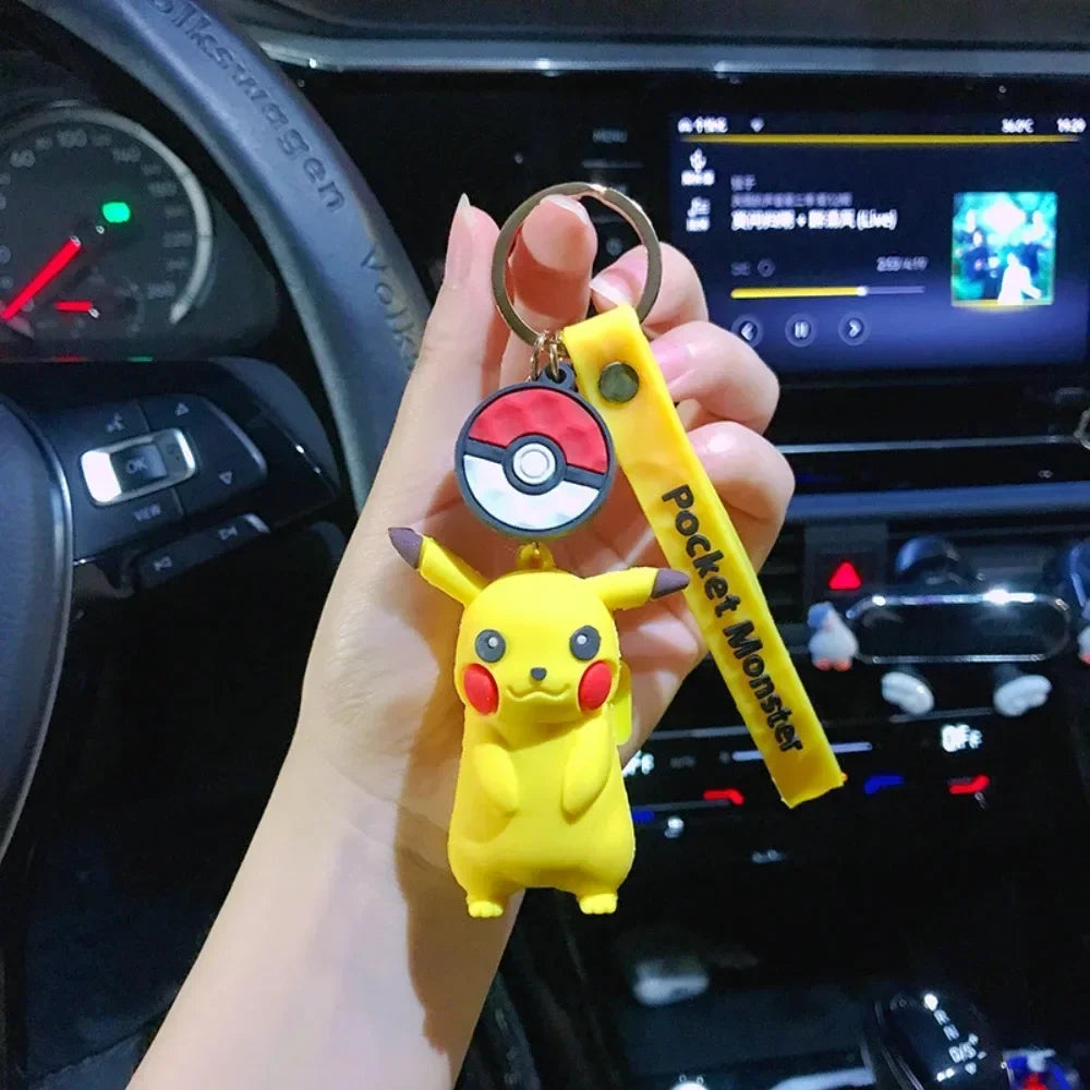 New Pokemon Pikachu Keychain Anime* Cartoon Key Chain Charmander Psyduck* Fashion Keyring Pendant Accessories Toys Kids Gifts*