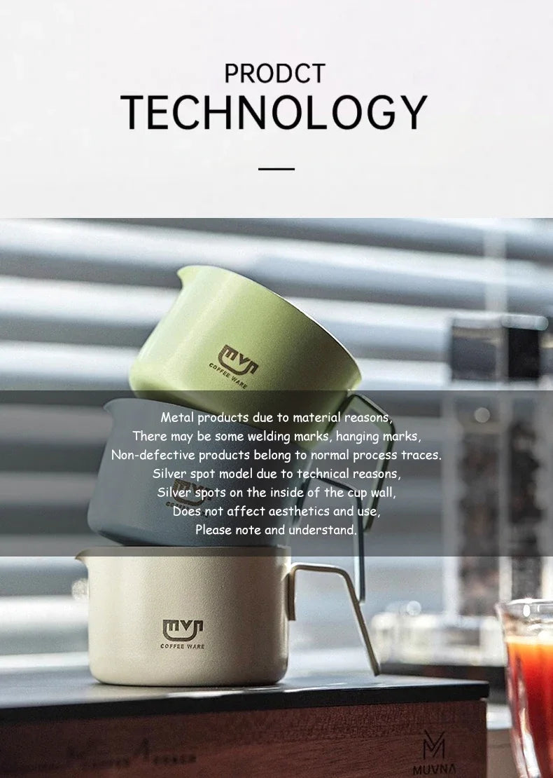 MUVNA Espresso Mug - Star Rain, 100ml Stainless Steel Coffee cup with Scale, Coffee Mugs with Handle, Colourful, Black & White