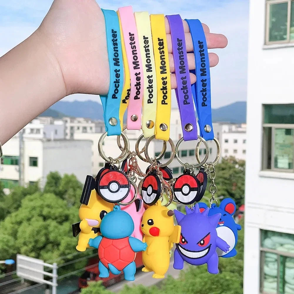 New Pokemon Pikachu Keychain Anime* Cartoon Key Chain Charmander Psyduck* Fashion Keyring Pendant Accessories Toys Kids Gifts*