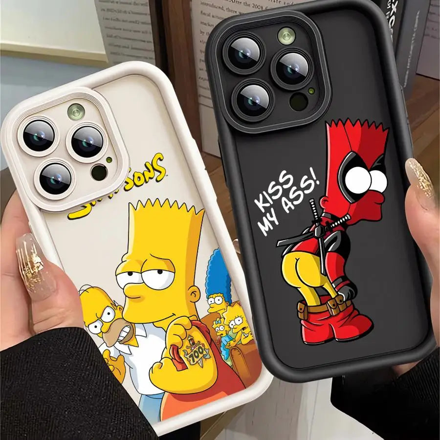 Funny Cartoon SimpsonS Phone Case for iPhone 15ProMax 13 Mini 12 Pro 16 11 Pro SE XS Max 8 7 XR 14 Plus Soft Cover Luxury