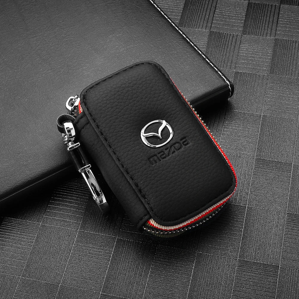 1Pc Car Key Holder KeyRing Leather Keychain With Logo Accessories For Mazda 2 3 MS 6 CX 5 Artzma 6 Axela MX30 CX-8 Miata Demio 7