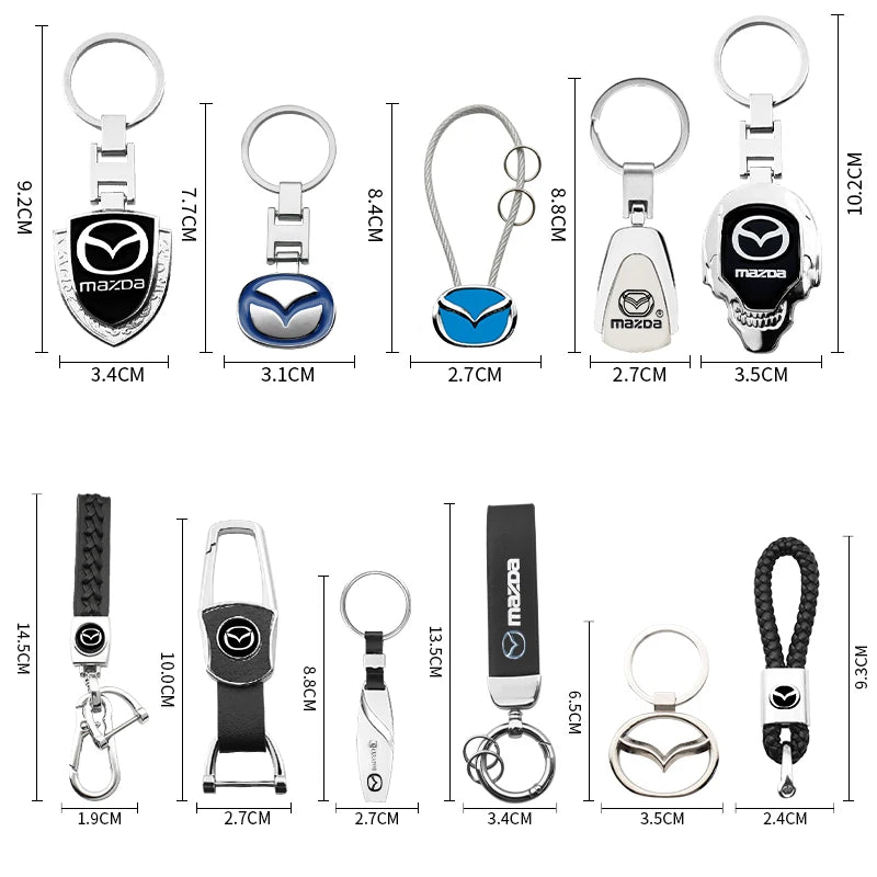 Key Chain 3D Metal+Leather Car Emblem Keyring For Mazda 3 2 6 Atenza Axela Demio CX3 CX4 CX5 CX6 MP MS RX8 CX30 MX3 MX5 BK