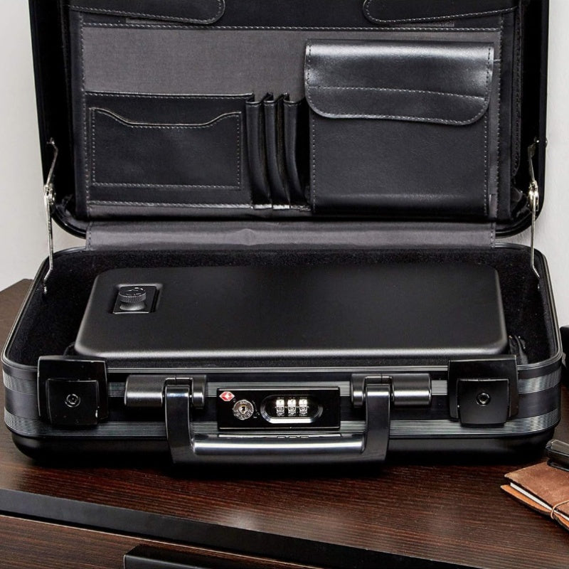 1pc Durable Iron Portable Security Case Lock Box with Combination Lock, Password-Protected Safe for Car, Home, Jewelry, and Cash Storage - Black