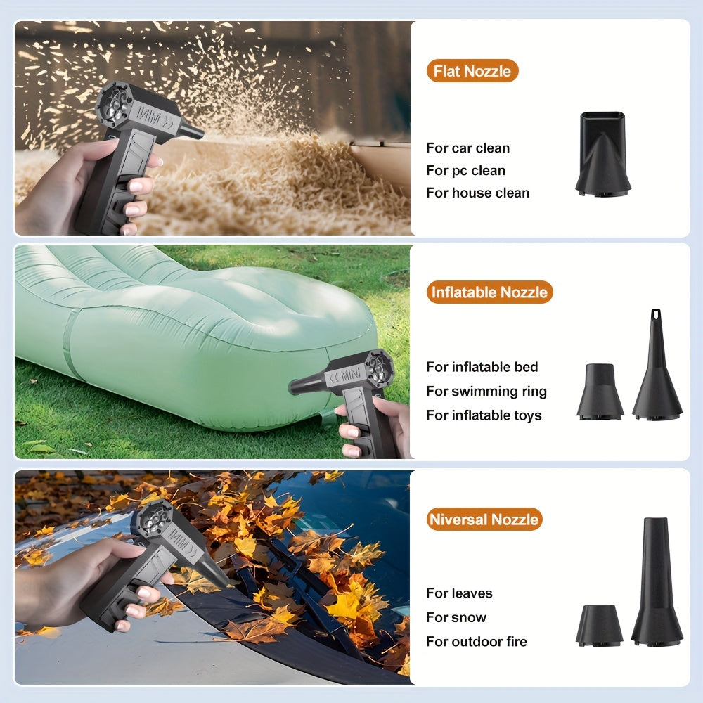 Electric Air Duster Type-C Charging Cleaning Blower Tool Turbo Jet Fan 130000RPM Car Blowing Snow 4 Gears adjustable Portable